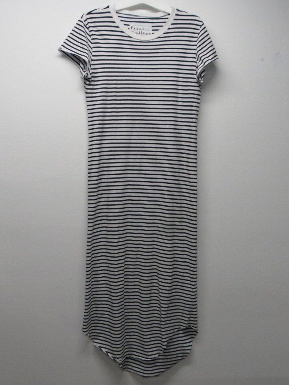 Frank & Eileen Harper Perfect Tee Maxi Dress Navy French Stripe sz M Rounded Hem